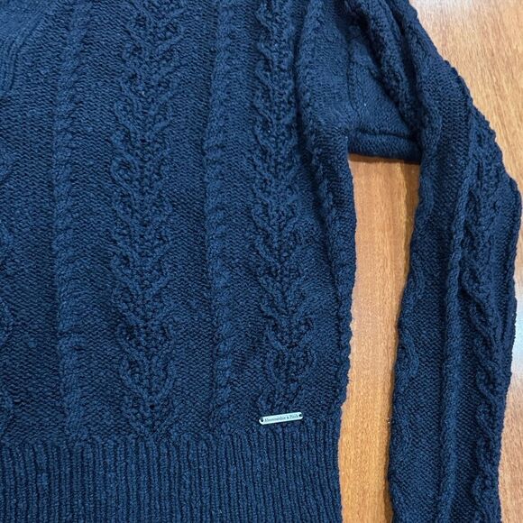Abercrombie & Fitch Navy Cable Knit V-Neck Sweater L - Picture 4 of 9